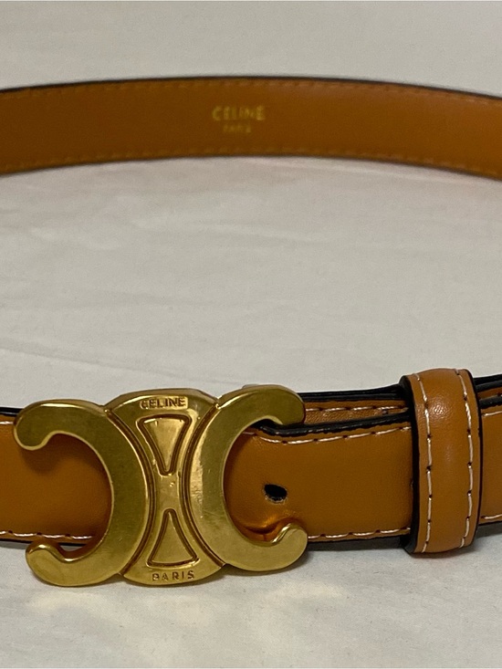 Celine Accessories - Celine Camel Leather Belt with Gold-Tone Buckle